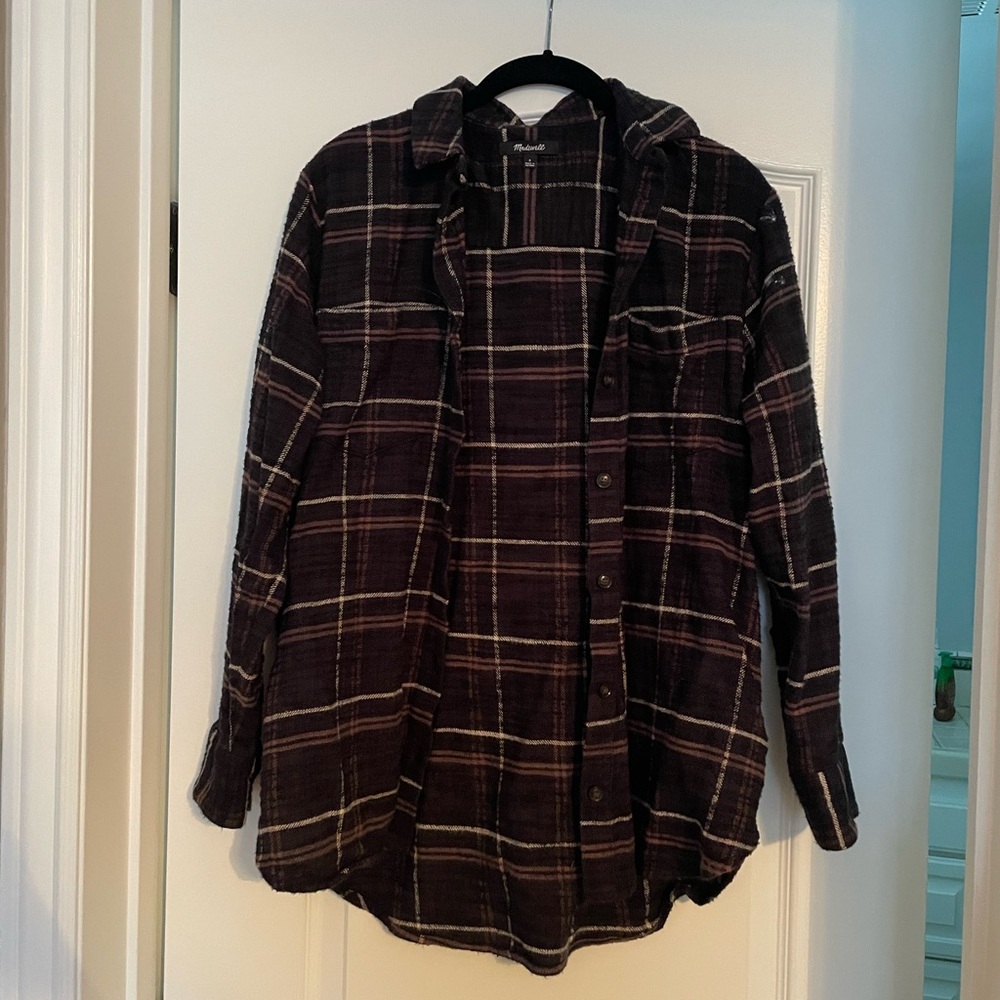 Madewell Black Plaid Flannel Buttondown Shirt